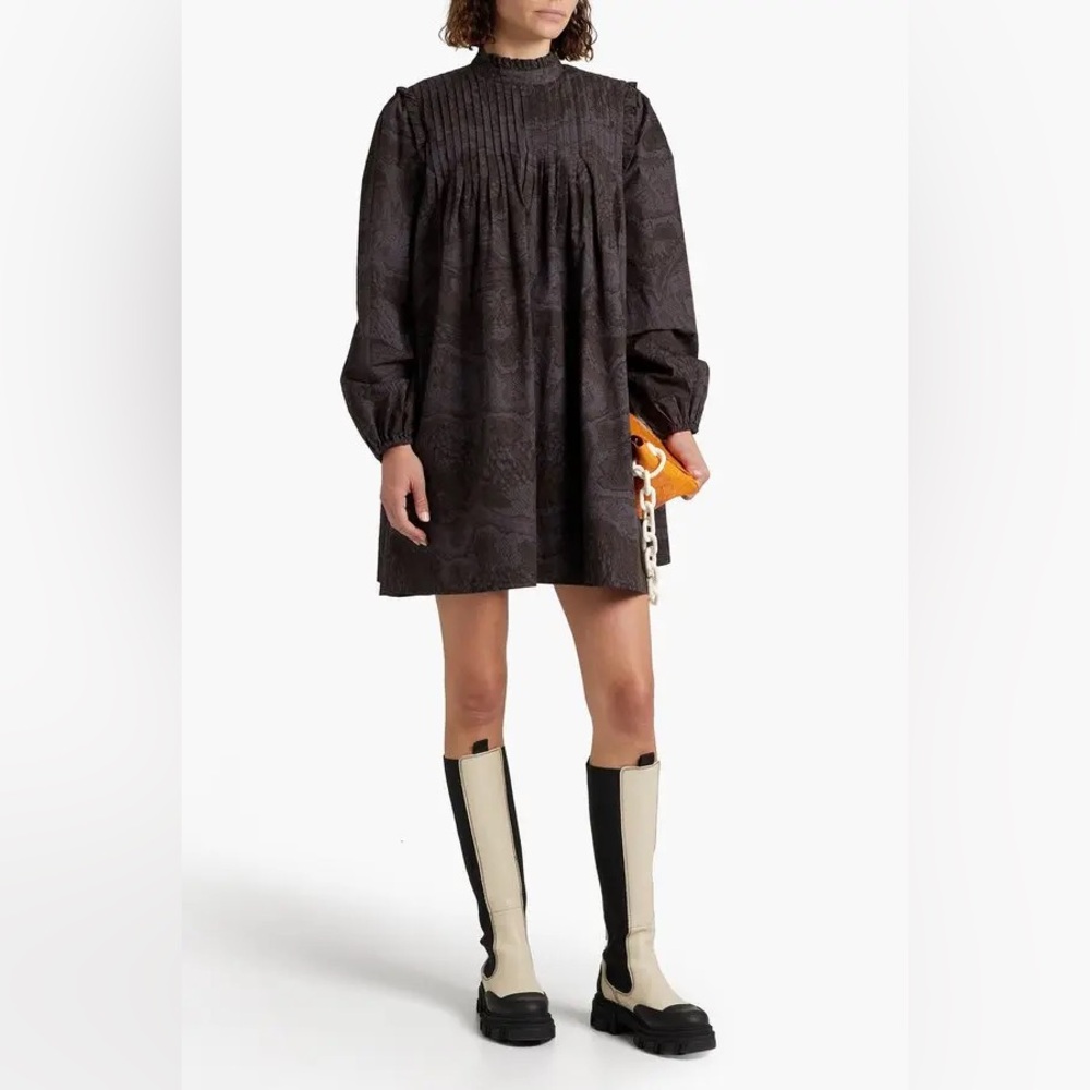 Ganni Tiger’s Eye Overdyed Poplin Mini Dress